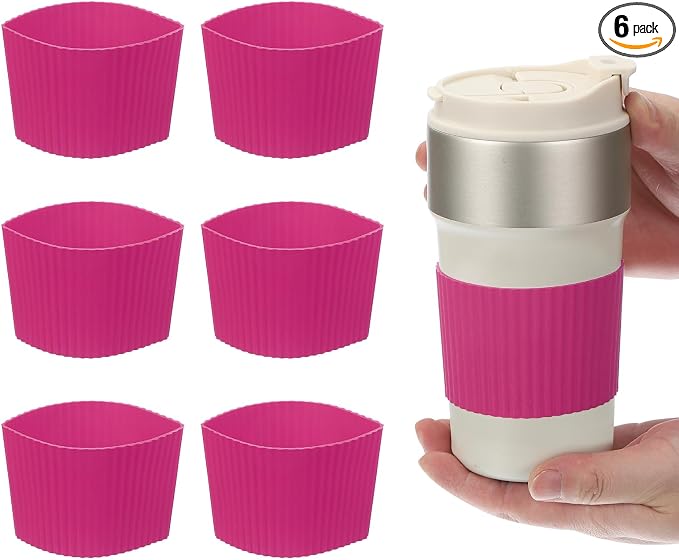 uxcell 6Pack Coffee Cup Sleeves, Reusable Silicone Heat Resistant Cup by uxcell