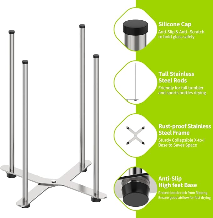 Plastic Bag & Bottle Drying Rack, Collapsible Countertop Stand - Image 3