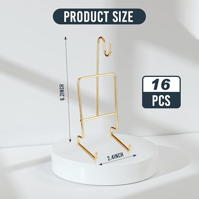 Suclain 16 Pcs Small Tea Cup and Saucer Display Stand Holder Rack China Metal - Image 2