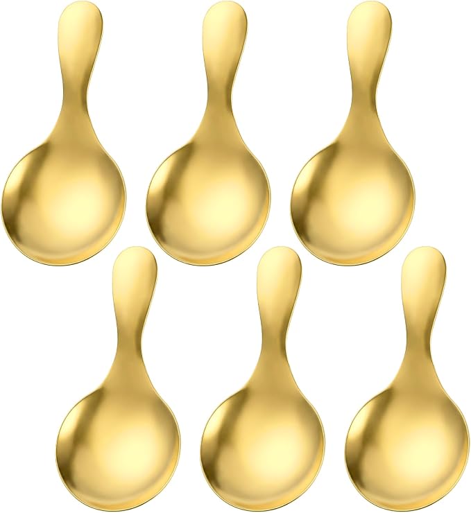 6 Pcs Gold Mini Scoops, Stainless Steel Gold Scoop Spoons | Curved Bowl Design by Unknown