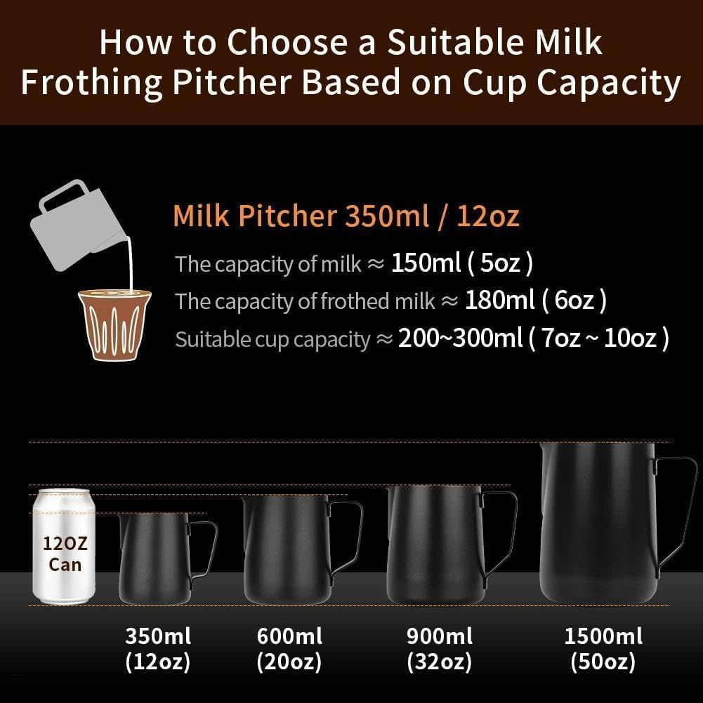 watchget Stainless Steel Milk Frothing Pitcher 12oz/350ml - Espresso Steaming Pitcher for Cappuccino, Latte Art, Coffee Machine Accessories Milk Jug Coffee Frother Cup, Orange