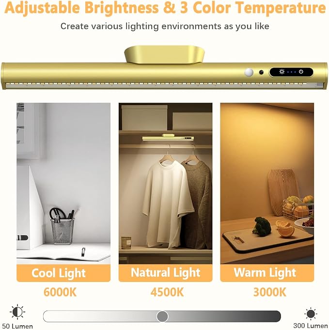 Battery Powered Operated Wall Strip Lights, Motion Sensor LED Light Bar Indoor - Image 2