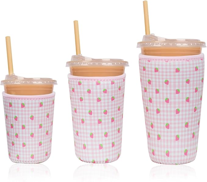 Reusable 3-Pack Iced Coffee Cup Sleeve, Insulated Neoprene, Beverage Holder by Unknown