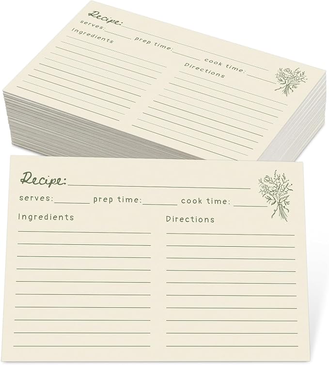 JOETMAE 50PCS Minimalist Retro Flower 4×6 Recipe Cards by JOETMAE