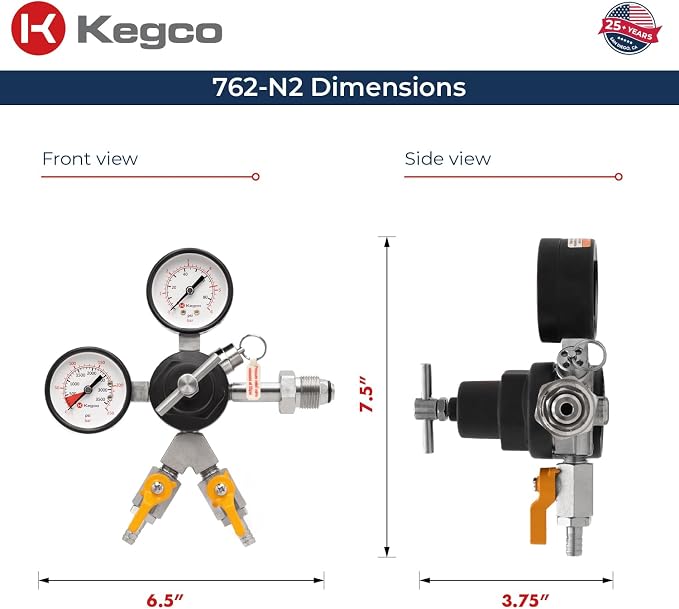 Commercial Grade Dual Gauge Two Product Nitrogen Regulator - Image 2
