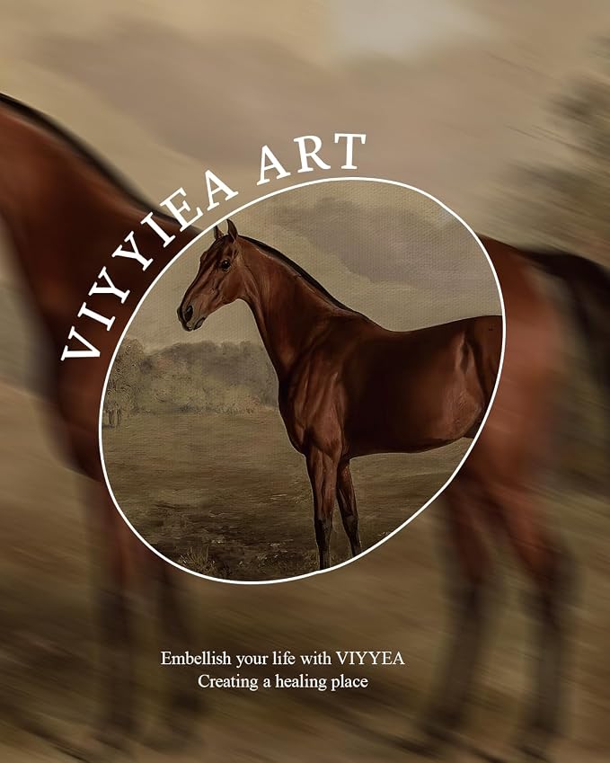 VIYYIEA Gold Framed Canvas Art Prints, Country Horse Art Painting, Vintage - Image 6