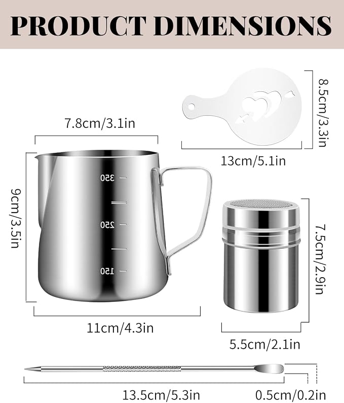 Milk Frothing Pitcher 350ml/12oz Steaming Pitchers Stainless Steel Milk - Image 3