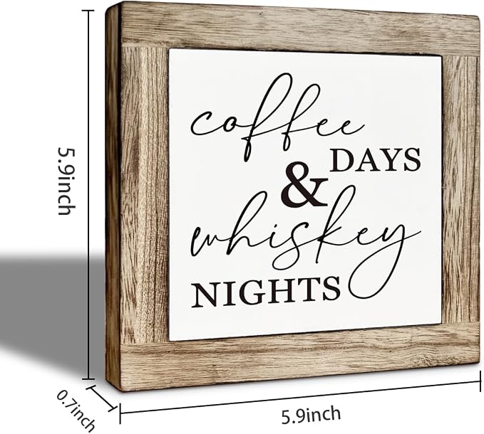 Coffee Bar Wooden Decor, Coffee Day Whiskey Nights Sign, Farmhouse Cafe and Bar - Image 2
