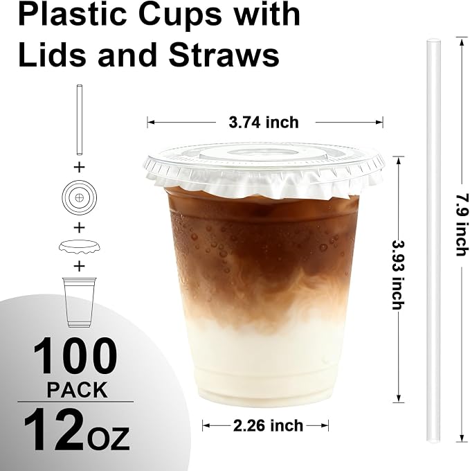 Lamosi 100 Pack 12 oz Clear Plastic Cups - Image 2