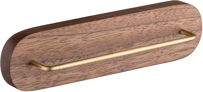 Coffee Filter Paper Holder Wall Mount Stand, Walnut Brass Storage Rack - Image 6