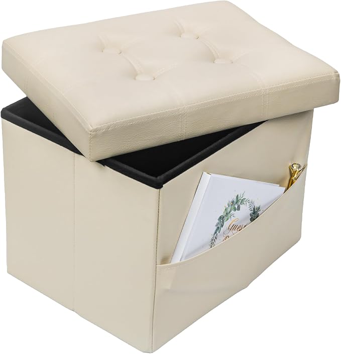 Bsketa Storage Ottoman Foot Rest Stool, Small Leather Storage Ottomans Bench by Bsketa