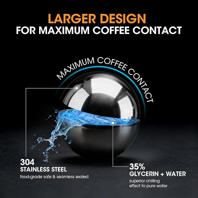 AIEVE XL Espresso Cooling Ball, 2 Pack Upgraded Large Coffee Chiller, Stainless - Image 5