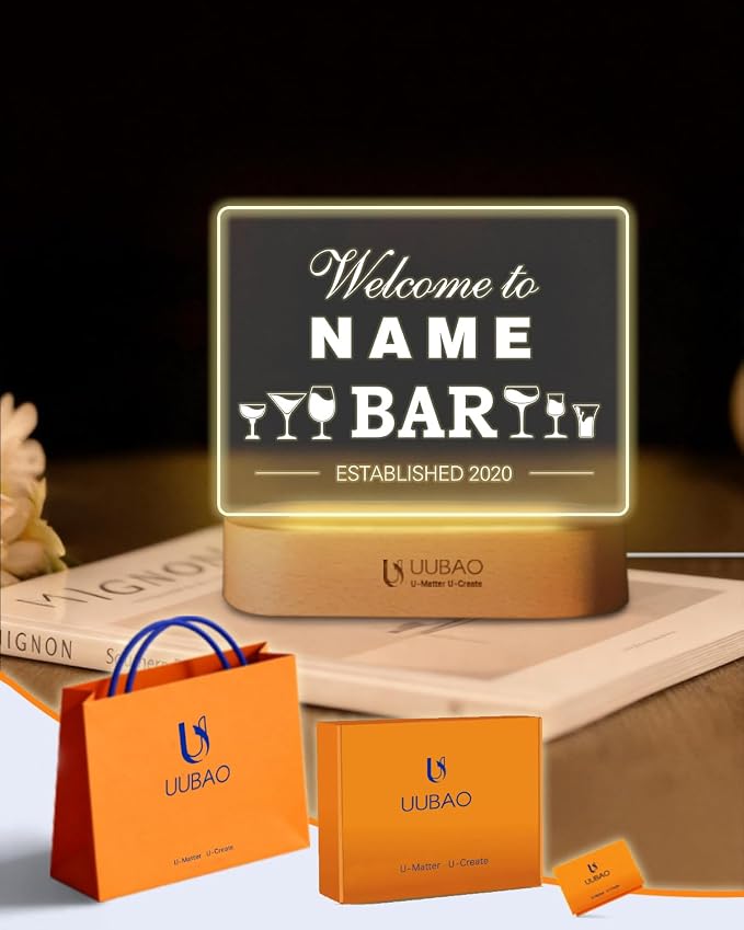 Personalized Light Up Signs for Home Bar Customized Name Gifts Night Light for by UUBAO