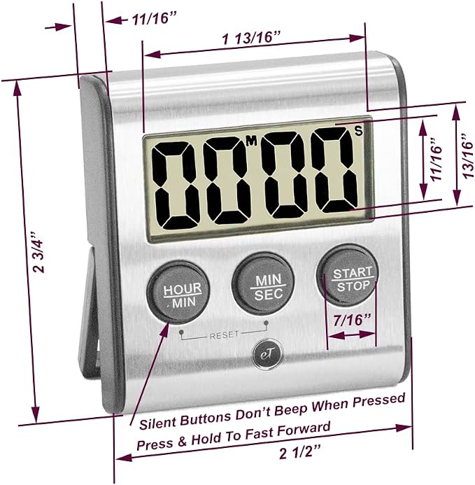 Elegant Digital Kitchen Timer Stainless Steel - Image 4