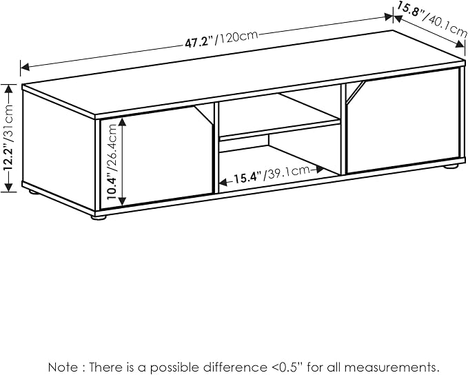 Furinno CLASSIC TV Stand, Petite 2-Tier Entertainment Center - Image 3