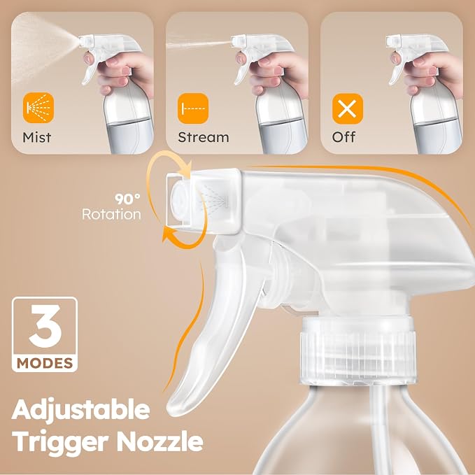 Tecohouse Glass Spray Bottles 8oz, 2 Pack 360° Glass Spray Bottle - Image 4