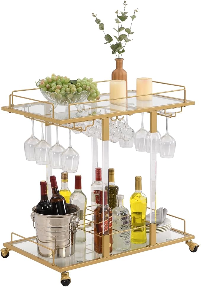 Bar Cart for Home Bar Chrome Serving Cart - Image 6