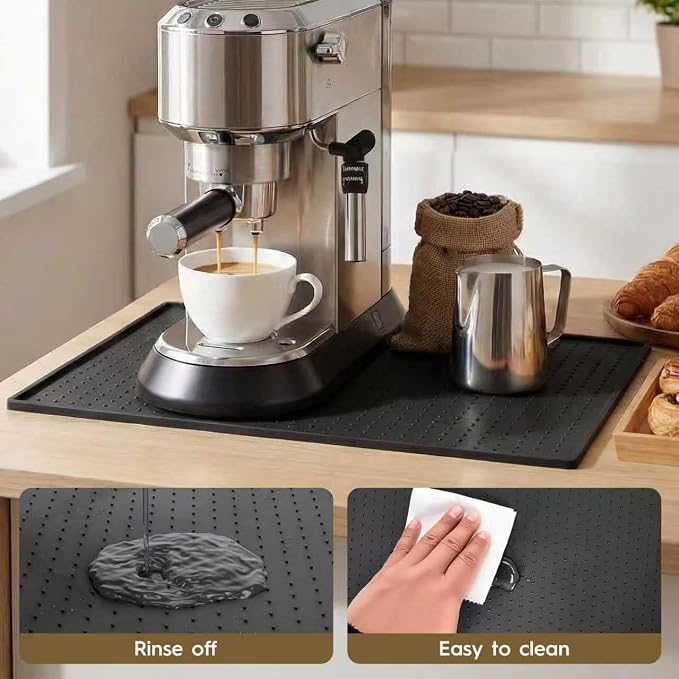 Coffee Mat with Raised Edges, 11.5”x18.6” Silicone Bar Mats - Image 3
