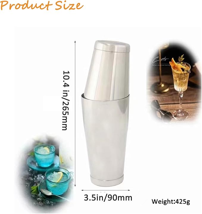 Boston Cocktail Shaker Set, Professional Bar Shaker Set Bartender Kit, - Image 5