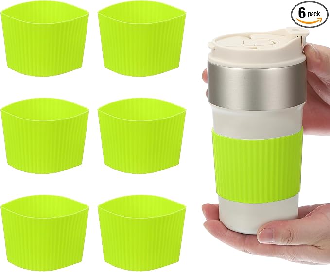 uxcell 6Pack Coffee Cup Sleeves, Reusable Silicone Heat Resistant Cup by uxcell