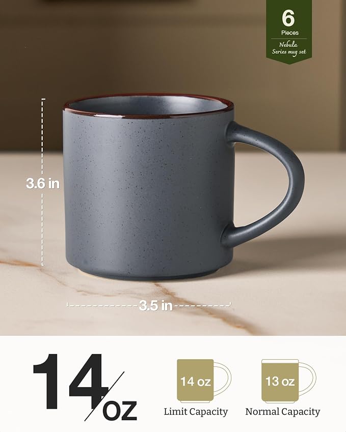 famiware Coffee Mugs Set of 6, Nebula 14oz Coffee Mugs, Ceramic Cup Set - Image 5