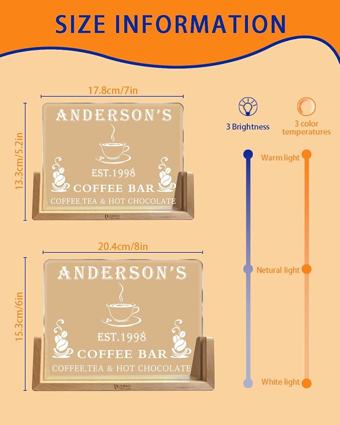 Personalized Bar Signs with Name Customized Home Coffee Bar Mini Bar Sign Gifts - Image 3