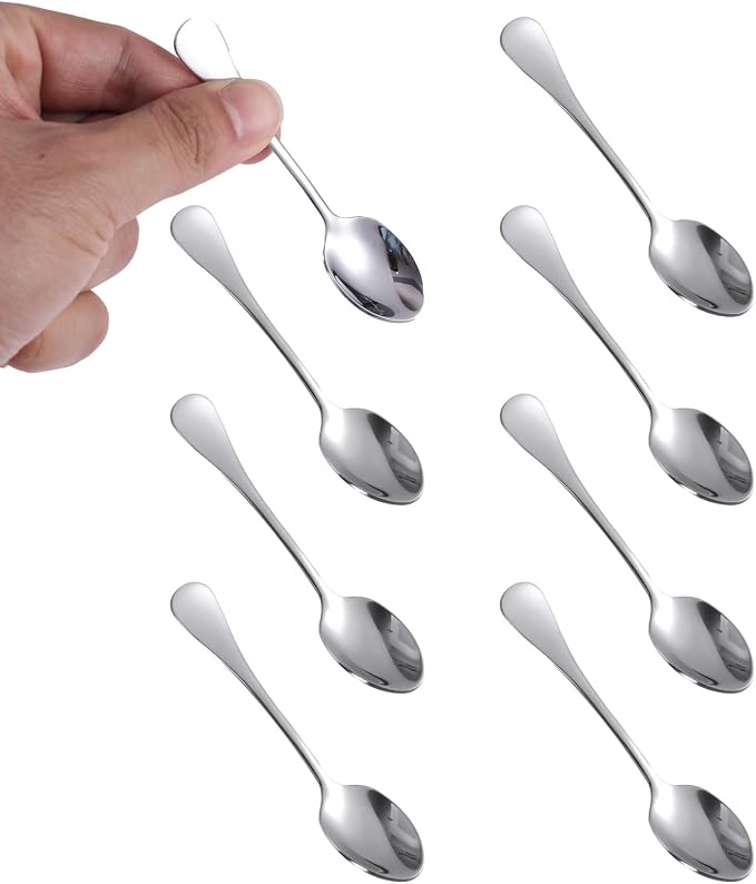 8pcs Stainless Steel Tiny Seasoning Spoons, 3.54in Small Condiment Scoop by lasuroa