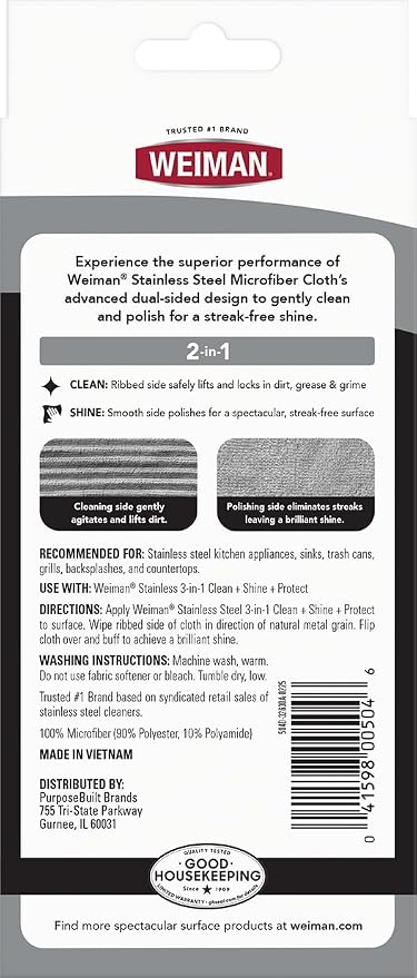 Weiman Microfiber Cloth for Stainless Steel, Safely Traps and Removes Dirt - Image 8