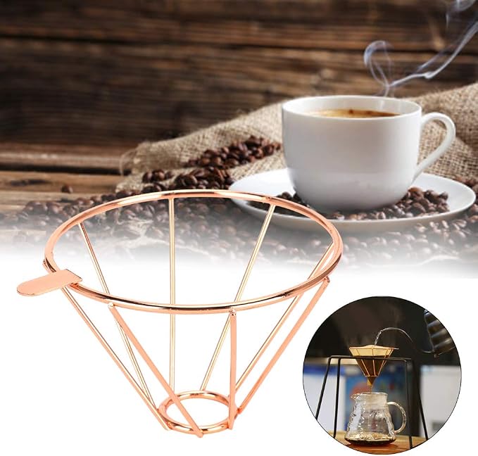 Stainless Steel Coffee Filter Cup Rack Holder Funnel Bracket Rose Gold Simple - Image 7
