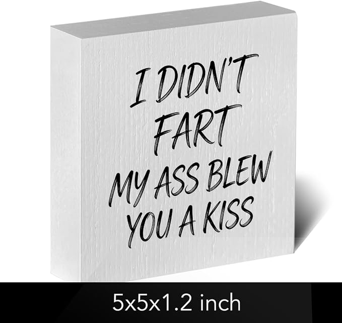 Funny Rustic Bathroom Wooden Box Sign 5x5 Inch - Image 2