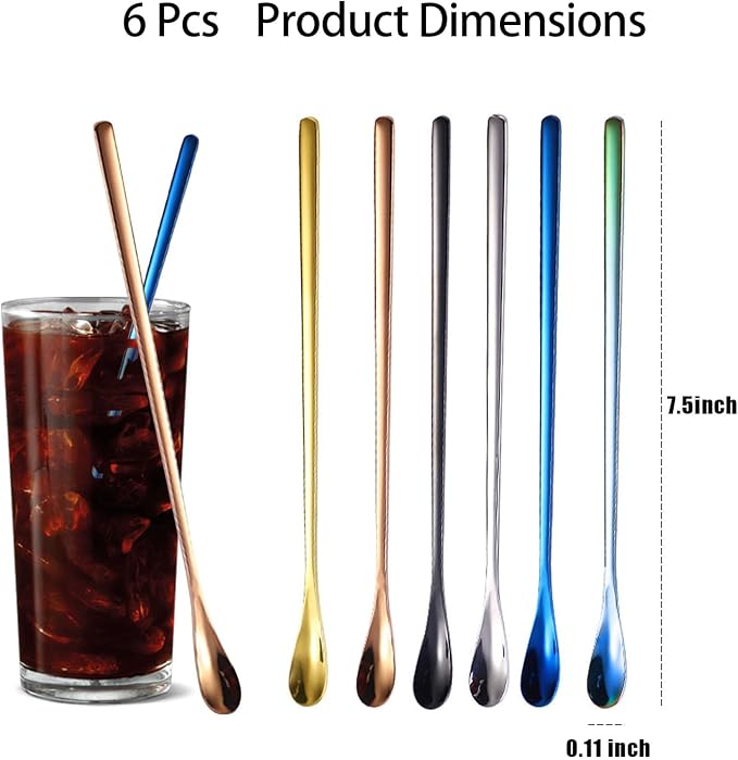 Long-handled Coffee spoons, 7.6 Inch Ice Tea Spoons, Coffee Stirrers, Ice Cream - Image 2