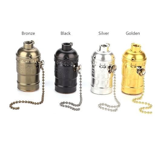 Maxmartt Antique Pull Chain Lamp Socket E27 Lamp Holder Aluminum Vintage Light - Image 5