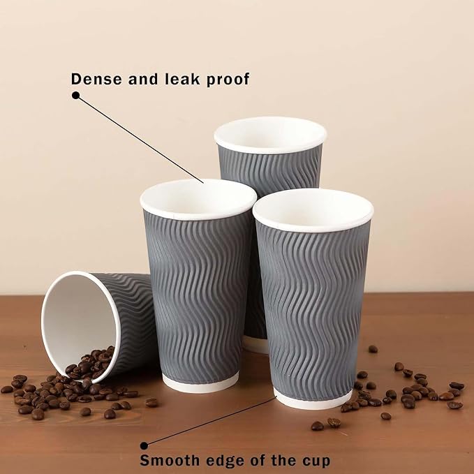 Clawsoff 50 Pack 20 oz Disposable Coffee Cups，Insulated Ripple Wall Paper - Image 3