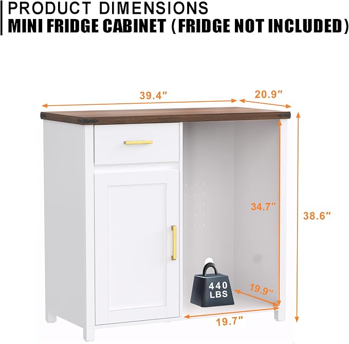 GDLF Coffee Bar with Mini Fridge Space, Mini Fridge Cabinet Stand，Liquor Wine - Image 6