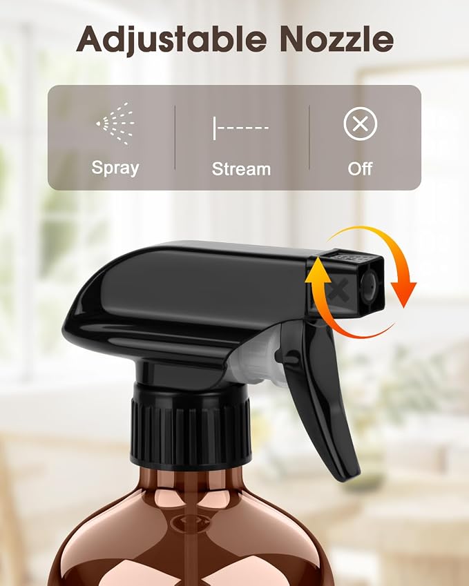 Bontip Glass Spray Bottle with Silicone Sleeve Protection, Amber Glass Spray - Image 2