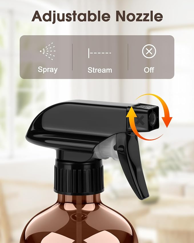 Bontip Glass Spray Bottle with Silicone Sleeve Protection, Amber Glass Spray - Image 2