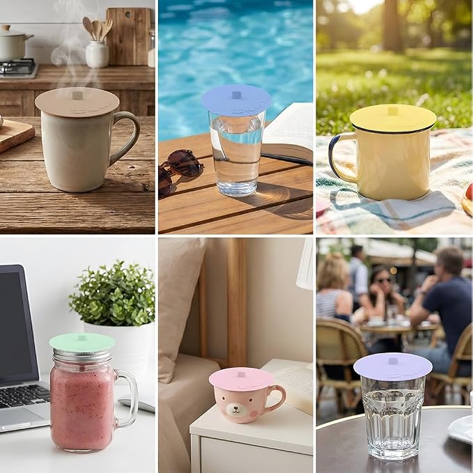 Silicone Cup Covers for Drinks, Cute Reusable Silicone Lids for Cups, Universal - Image 7