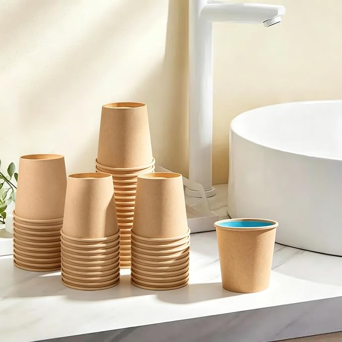 Lamosi 600 Pack 3 OZ Kraft Paper Cups, Disposable Bathroom Cups, Small - Image 6