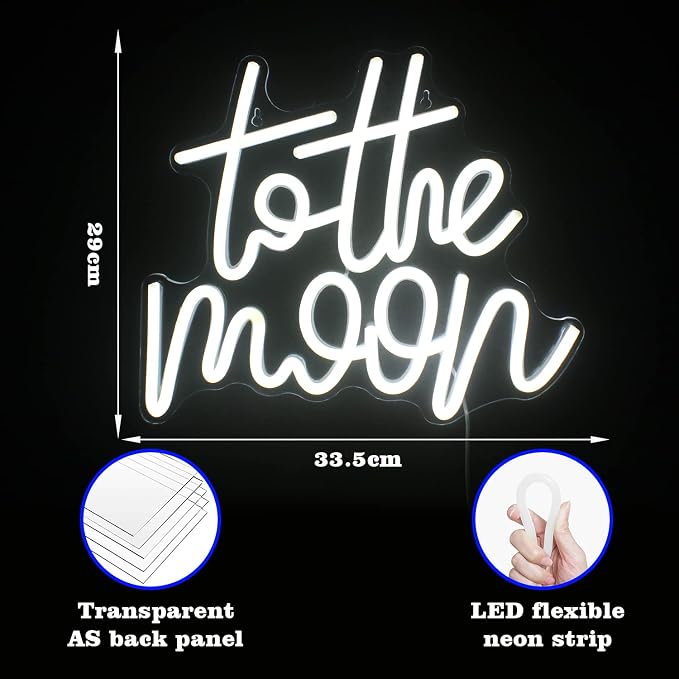 Looklight To The Moon Neon Sign Letters Led Signs White Neon Lights - Image 6