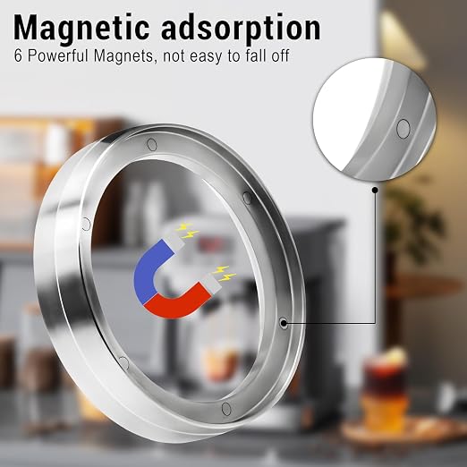58mm Magnetic Dosing Funnel, Stainless Steel Dosing Ring Espresso Coffee - Image 3