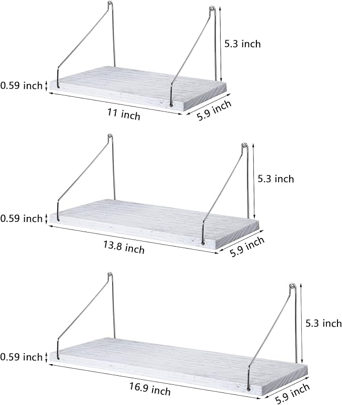 Floating Shelves Set of 3 Rustic Solid Wood Floating Shelf Wall Storage Shelves - Image 8
