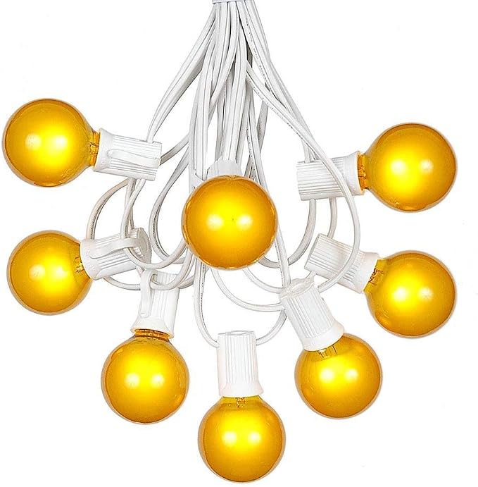 G40 Patio String Lights with 25 Yellow Globe Bulbs by NoveltyLights-LightExperts