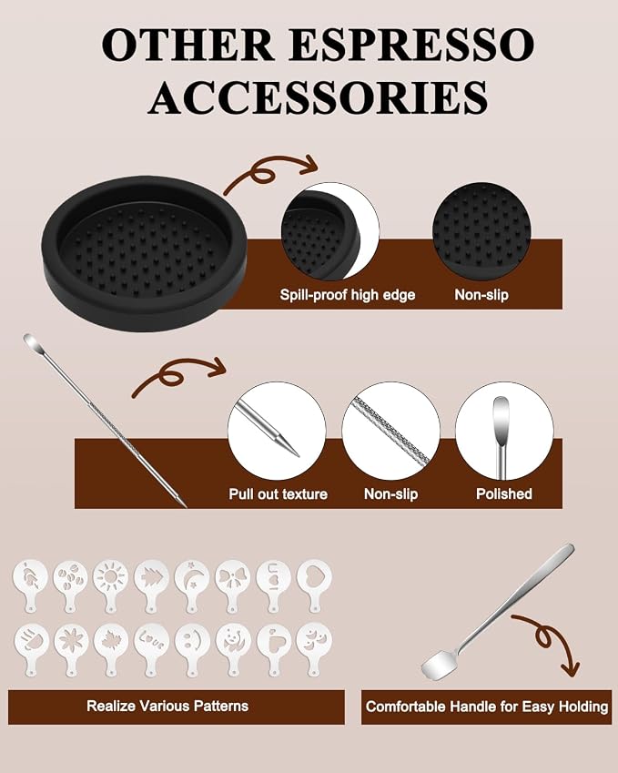 51mm Espresso Accessories Kit, 350ml Milk Frothing Pitcher, Espresso Tamper - Image 5