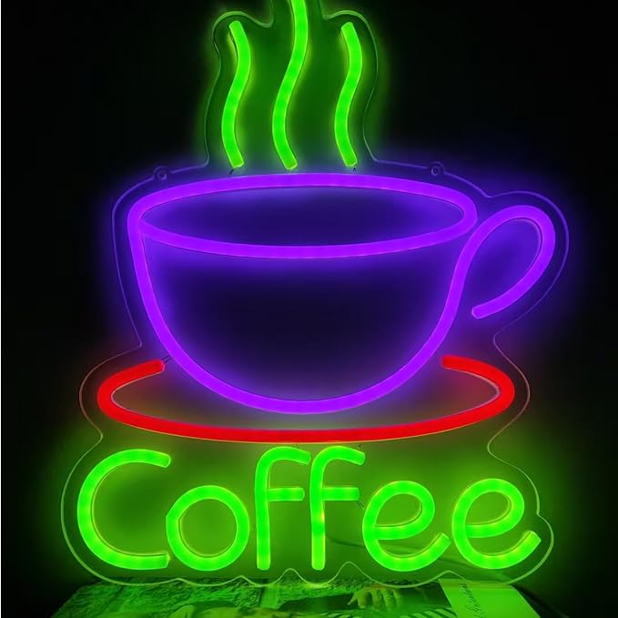 LED Coffee Cup Neon Sign Large 5V USB Powered Acrylic Neon Lights - Image 2