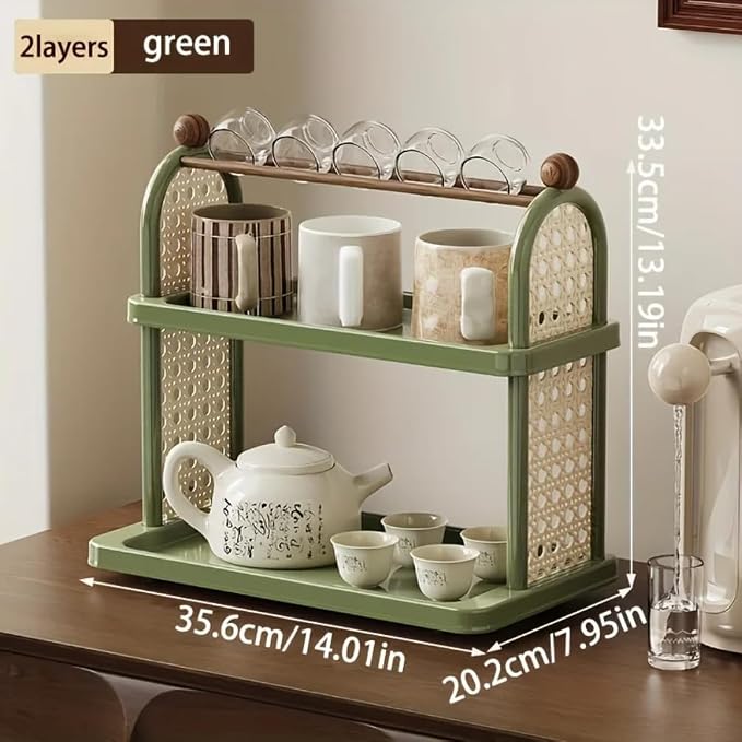Matcha Station 2-Tier Organizer Storage Shelf, Mug Holder, Tabletop Display Rack - Image 6