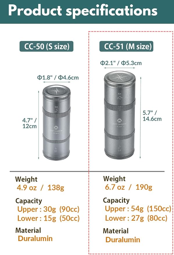 CAMPINGMOON 2-Layer Portable Coffee Bean Storage Canister Airtight Duralumin - Image 6