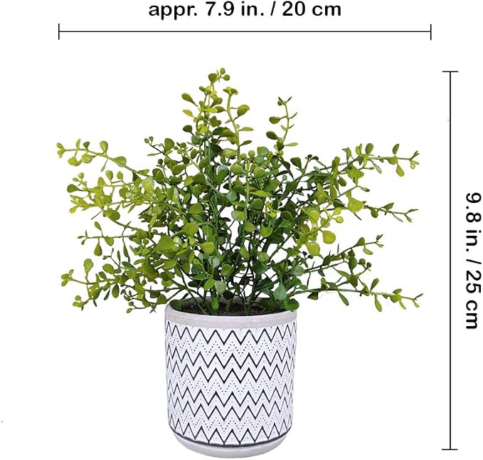 Winlyn 2 Pack Small Potted Eucalyptus Plant Artificial Plants Green Boxwood - Image 2