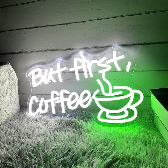 But First Coffee LED Neon Sign Custom Coffee Bar Shop Kitchen Wall Decoration - Image 6