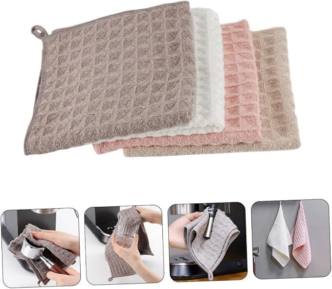 4pcs Cup Washcloths Dish Countertop Clean Cloth Machine Duster Dish Rags - Image 3