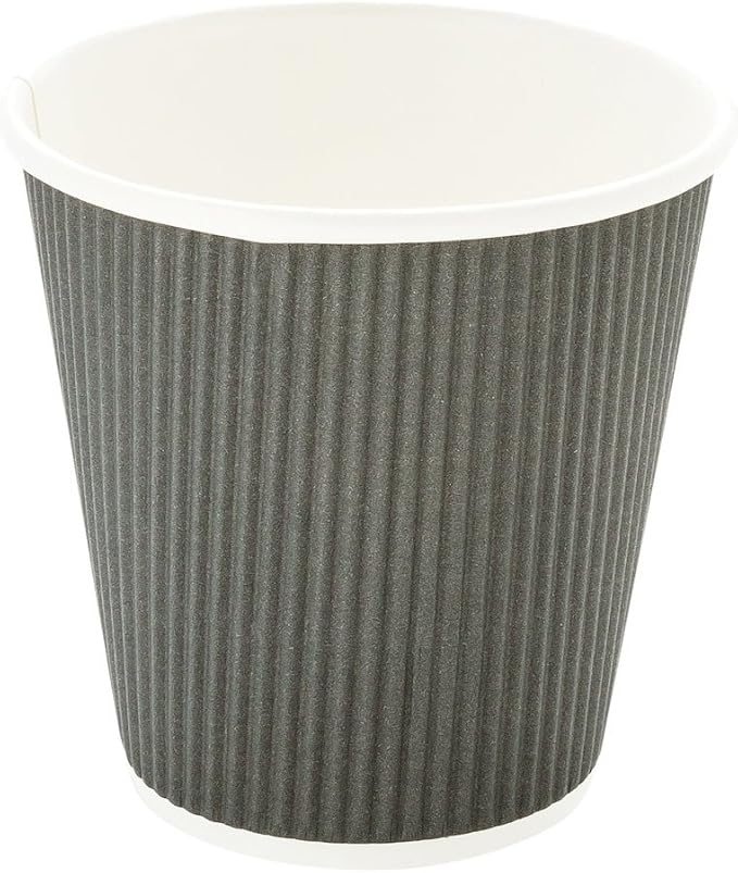 Restaurantware Ripple Wall Coffee Cups 25 Count 8 Ounce Insulated Gray Paper - Image 5